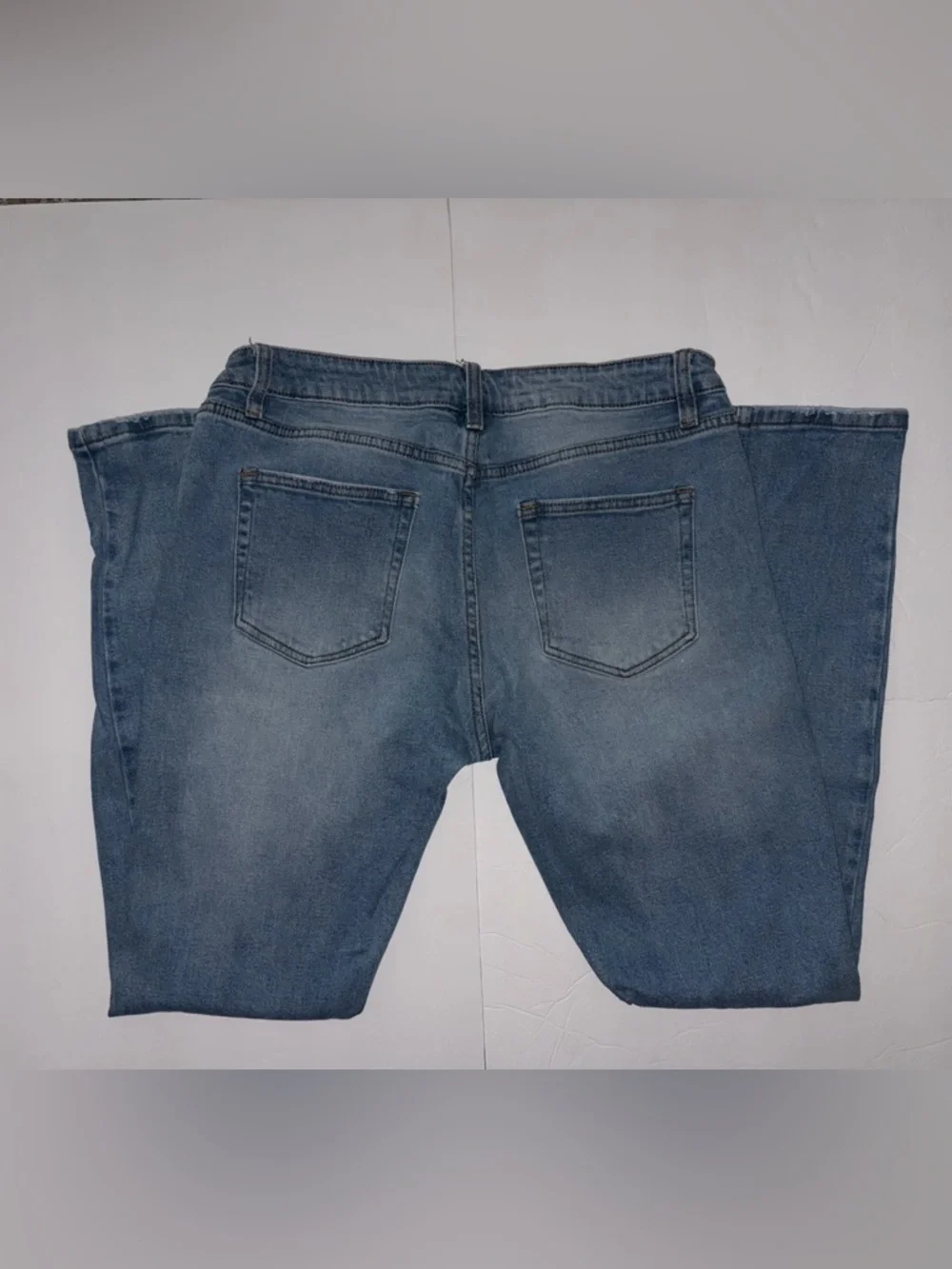 Fashion Nova Men Slim Straight Distressed Light‎ Blue Jeans